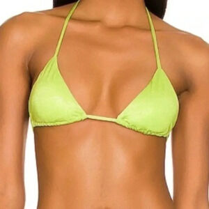 Monica Hansen Beachwear Large Padded Triangle Bikini Top Yellow Lurex Swim